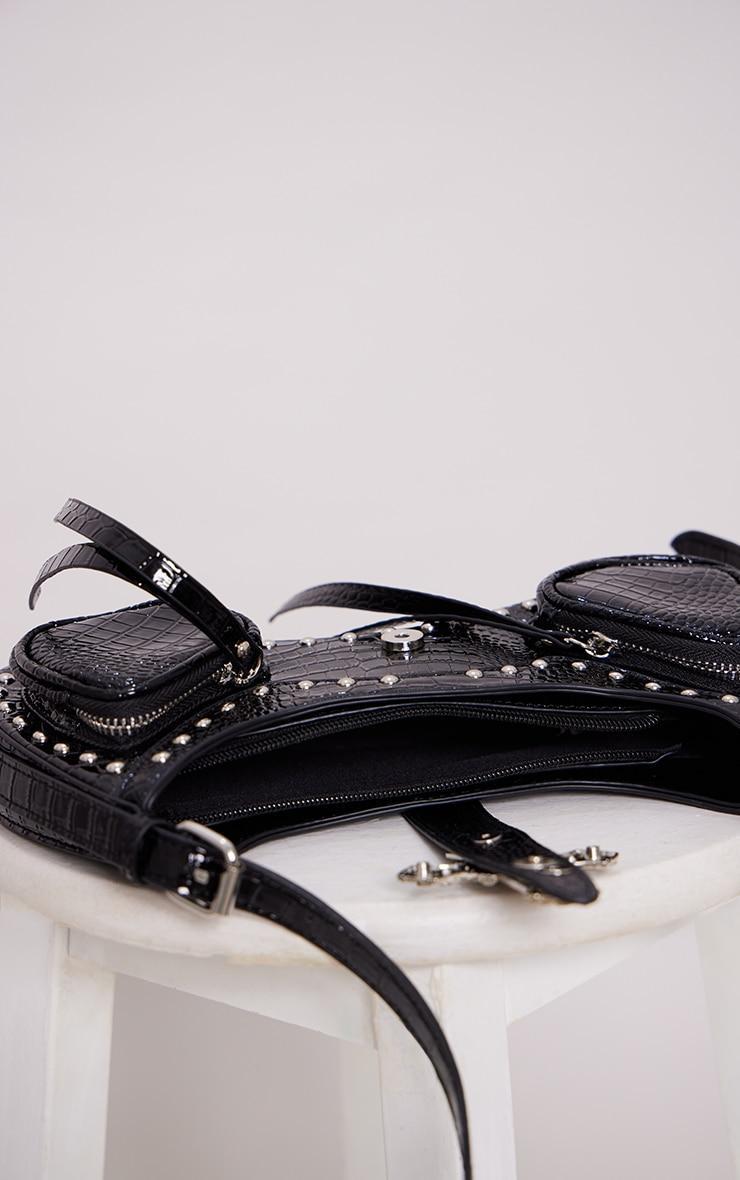 Black Croc Diamante Cross Western Shoulder Bag Product Image