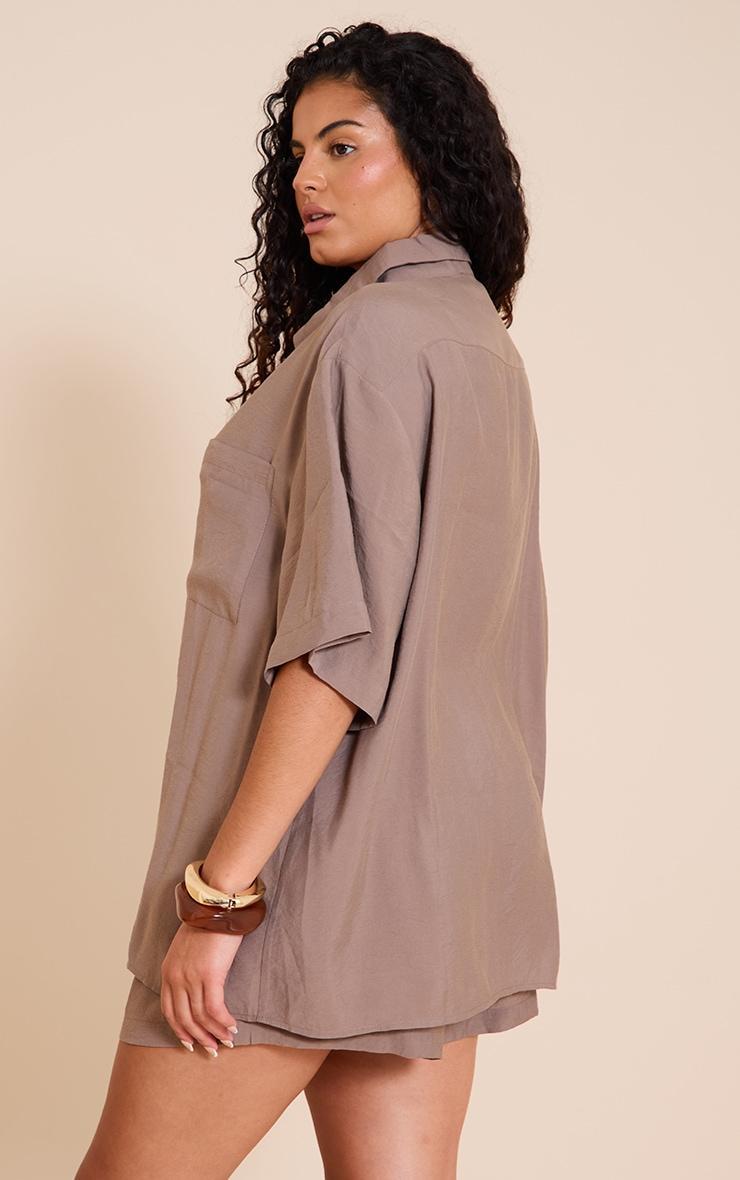 Plus Taupe Button Up Shirt Product Image