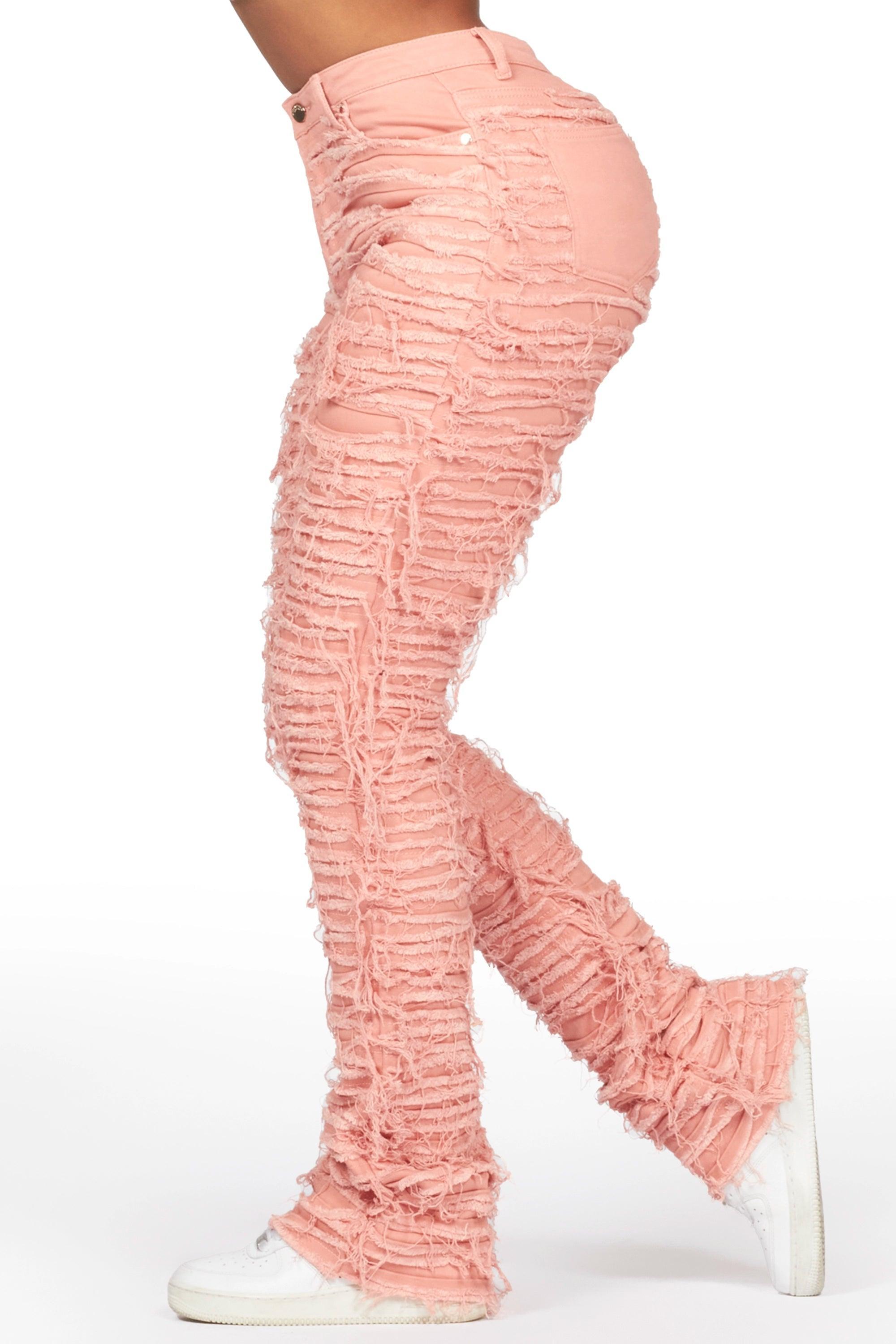 Melany Pink Stacked Flared Jean Female Product Image