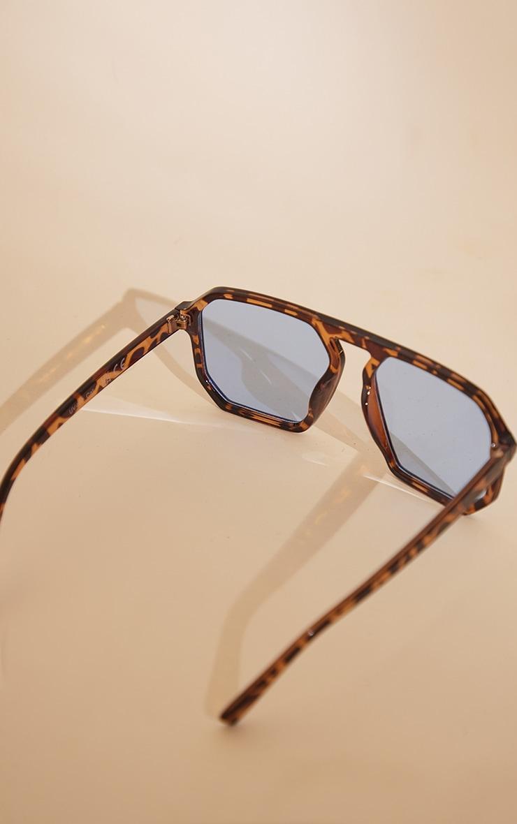 Tortoiseshell Blue Lens Aviator Sunglasses Product Image