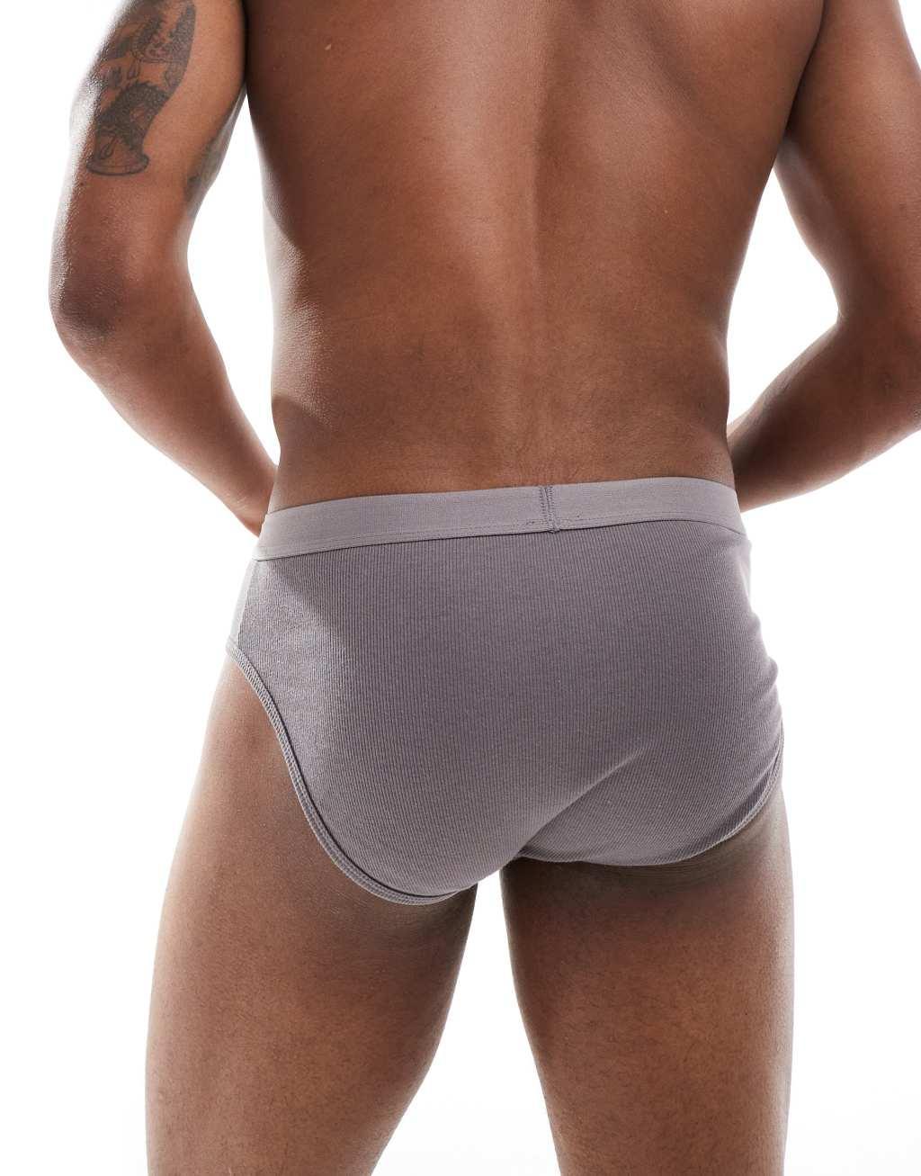 ASOS DESIGN capsule collection rib brief in charcoal Product Image