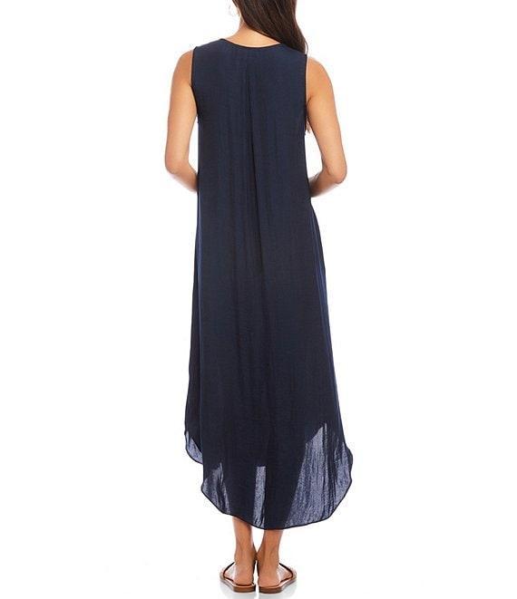 Karen Kane Satin V-Neck Sleeveless Midi Dress Product Image