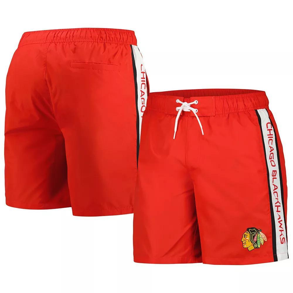 Men's G-III Sports by Carl Banks Red Chicago Blackhawks Streamline Volley Swim Trunks,  Product Image