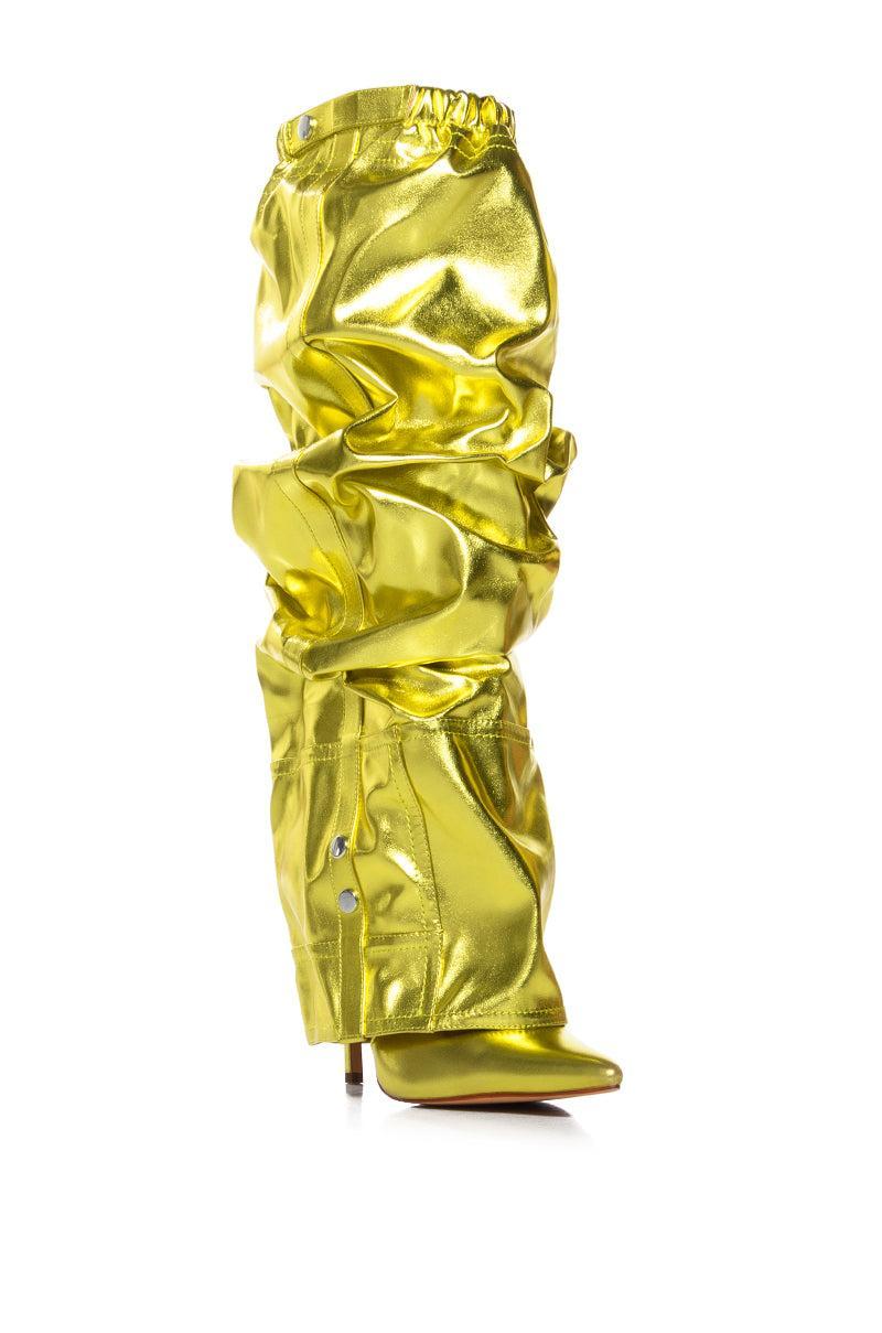 AZALEA WANG SUTTER YELLOW METALLIC PANT LOOK BOOT Product Image