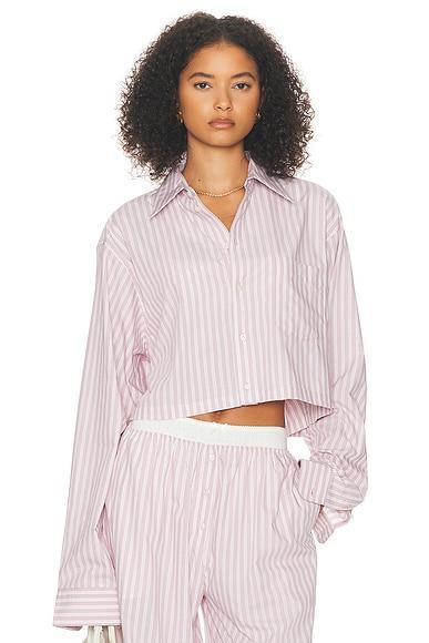 Wide Stripe Poplin Cropped Shirt Helsa Product Image