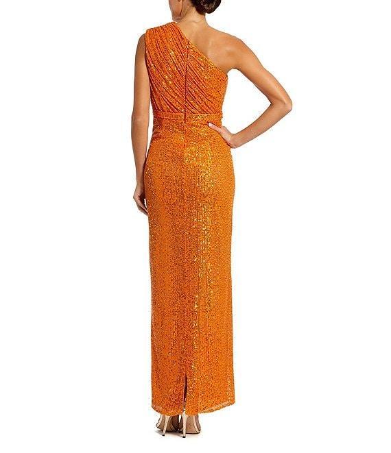 Mac Duggal Sequin Ruched One Shoulder Gown Product Image
