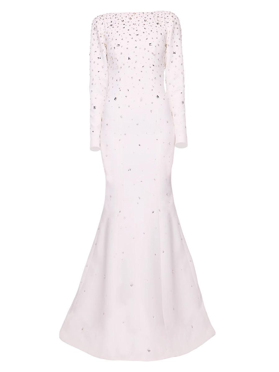 Womens Embellished Crepe Fishtail Gown Product Image