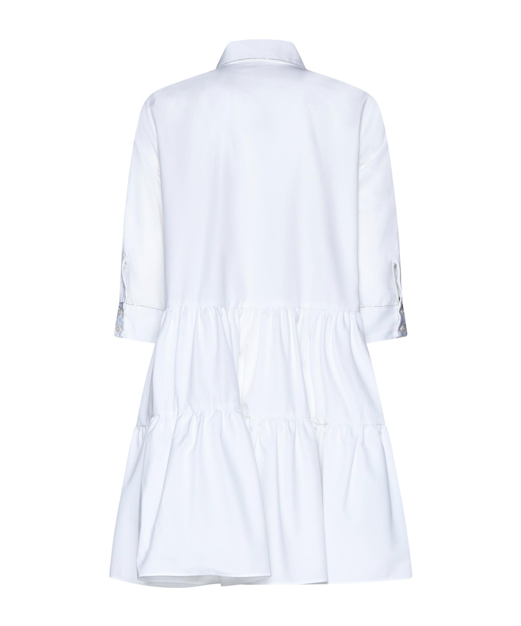 FABIANA FILIPPI Lapel Pleated Dress In White Product Image