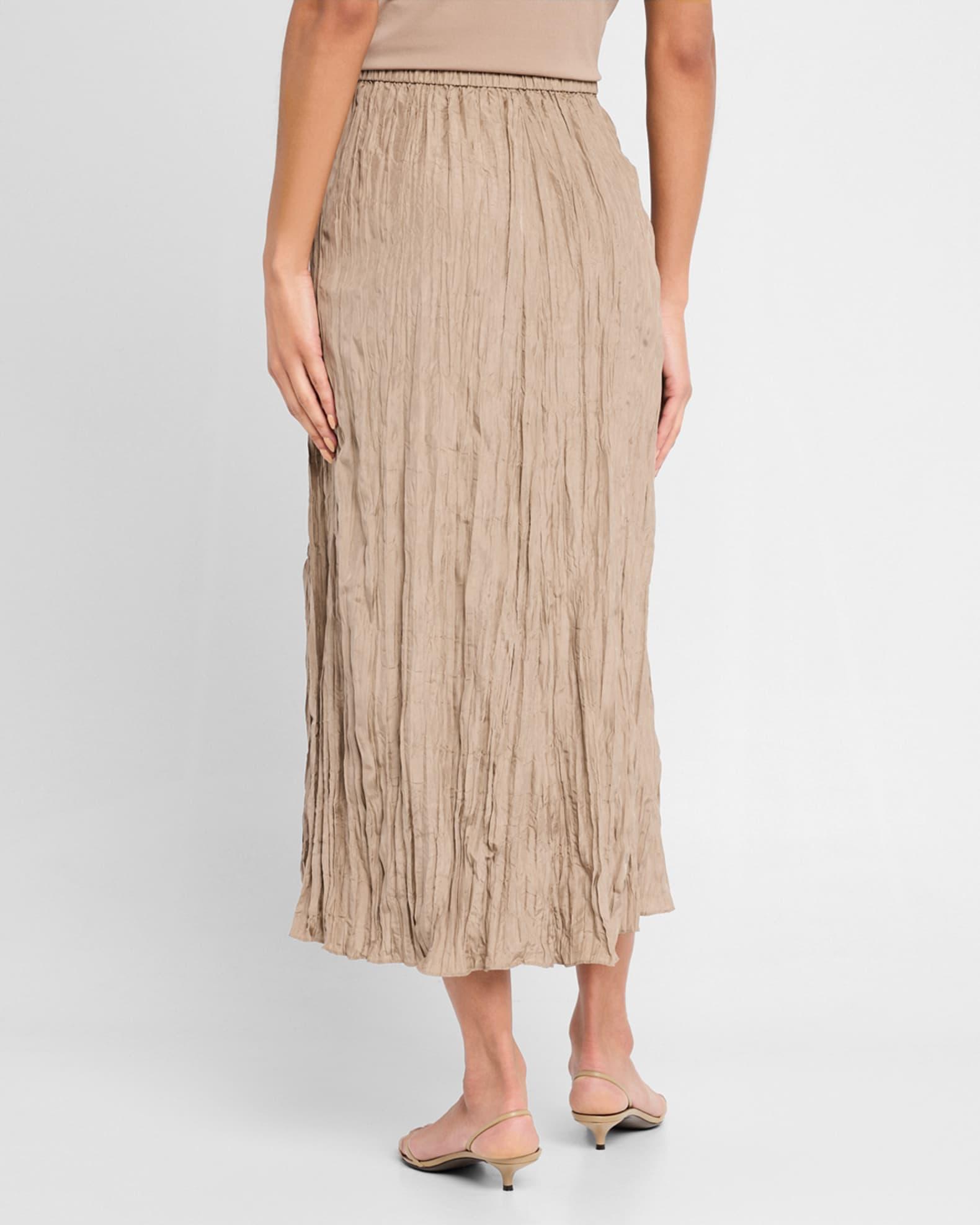 A-Line Crinkled Silk Maxi Skirt Product Image