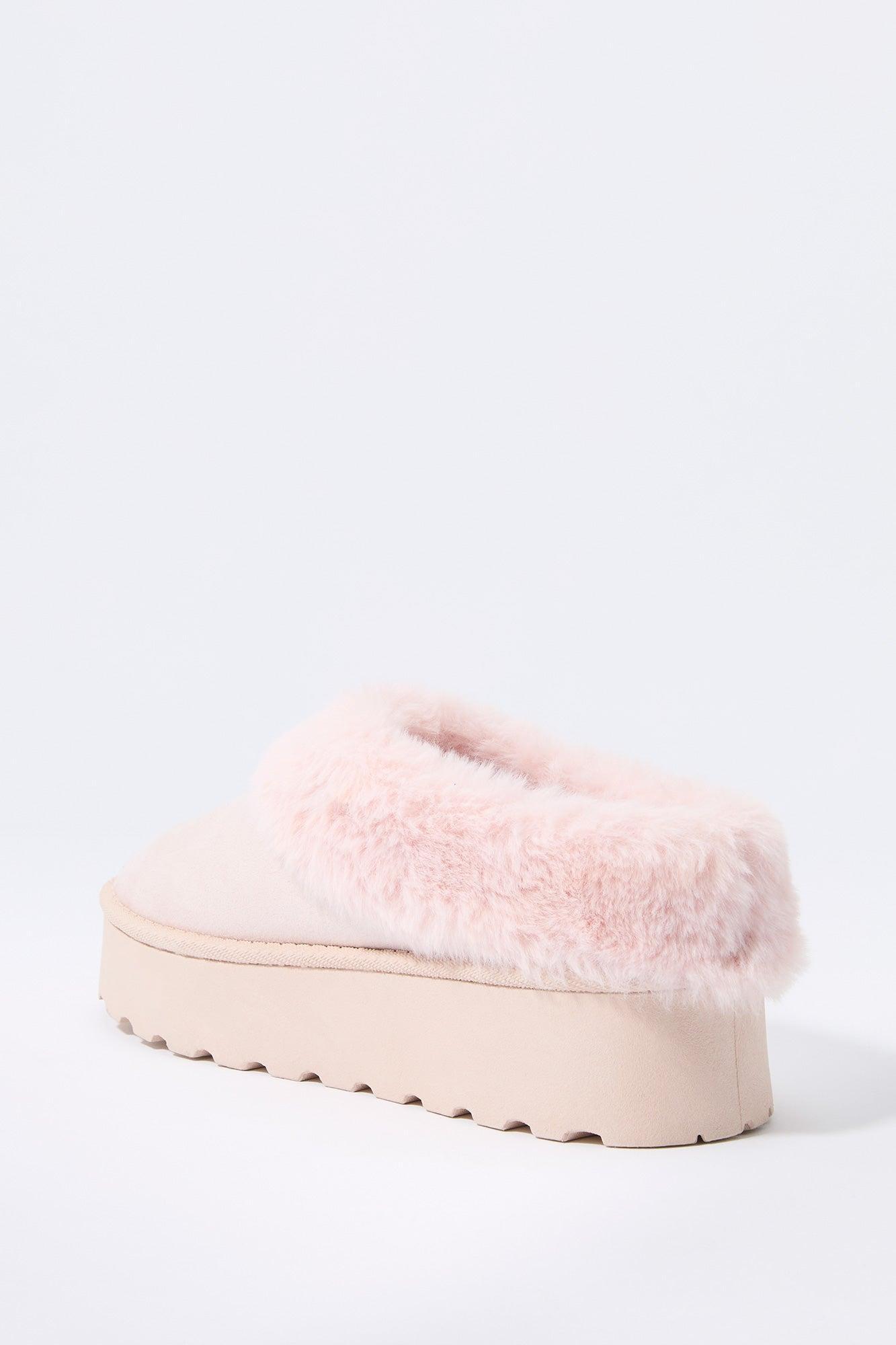 Faux Fur Collared Platform Slipper Bootie Female Product Image