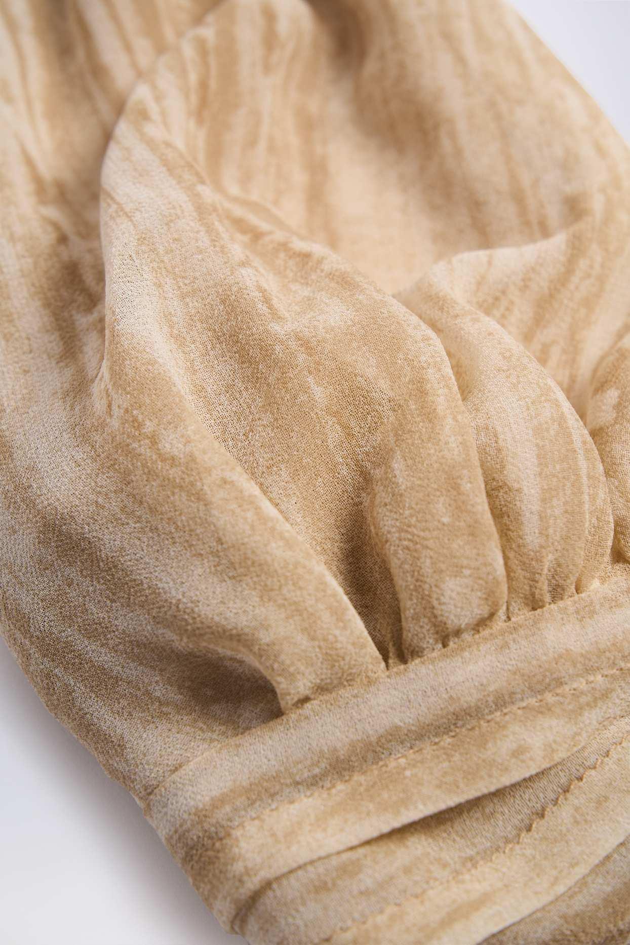 Ruffled Asymmetric Mid-Rise Maxi Skirt in Tan Print Product Image