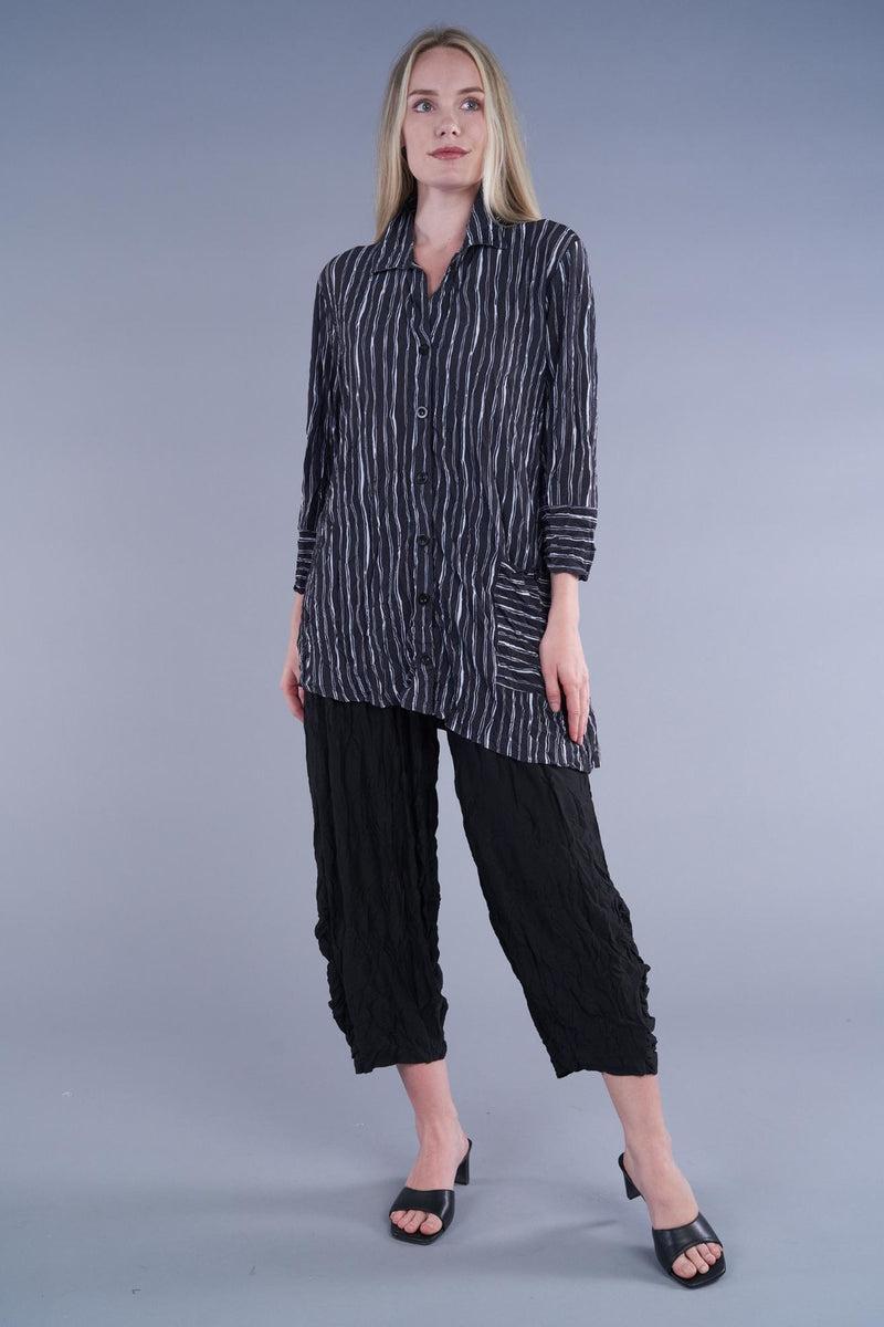 Black Stripe Crinkle Shirt Product Image