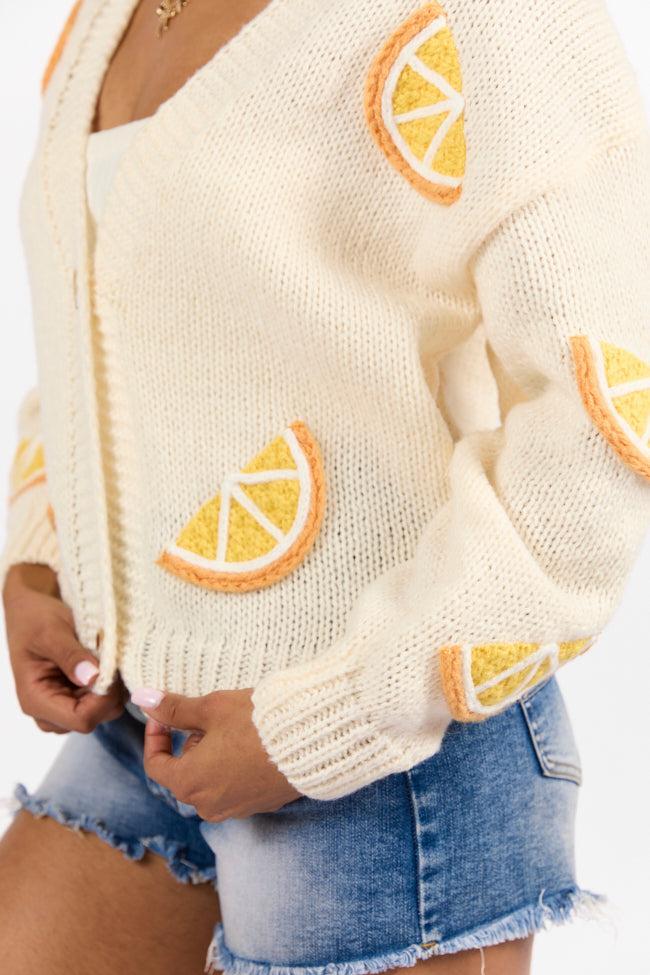 When Life Gives You An Ivory Lemon Slice Cardigan Product Image