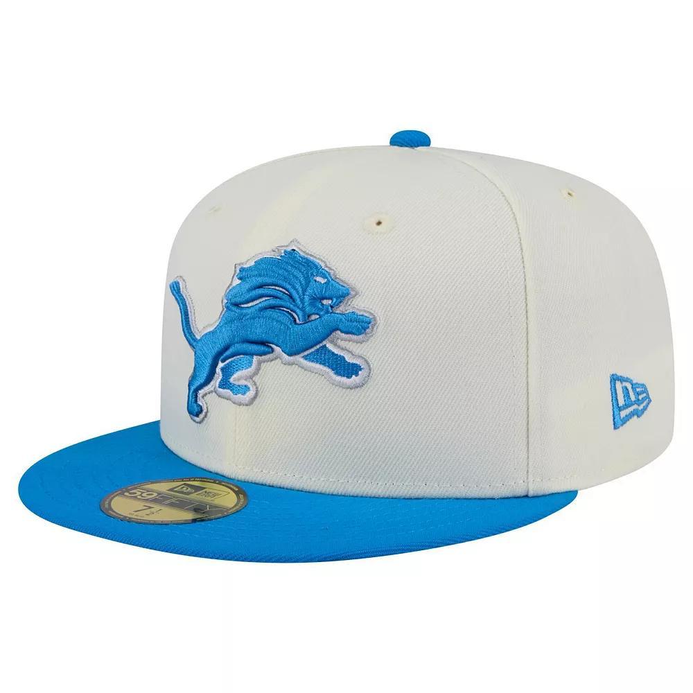 Men's New Era  White/Blue Detroit Lions Main 59FIFTY Fitted Hat, Size: 7 3/4 Product Image