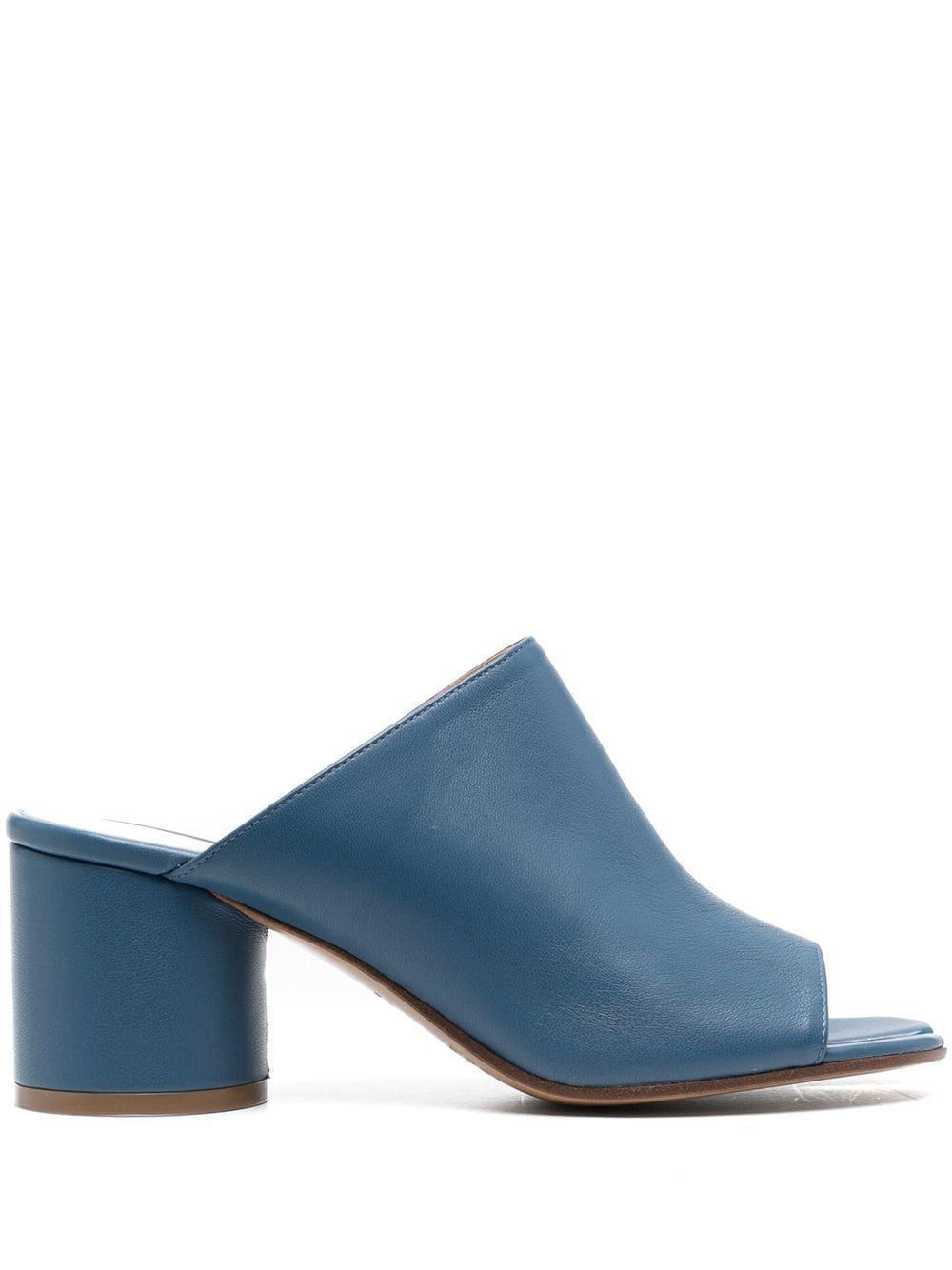 Hannah Leather Mules In Dark Denim Product Image