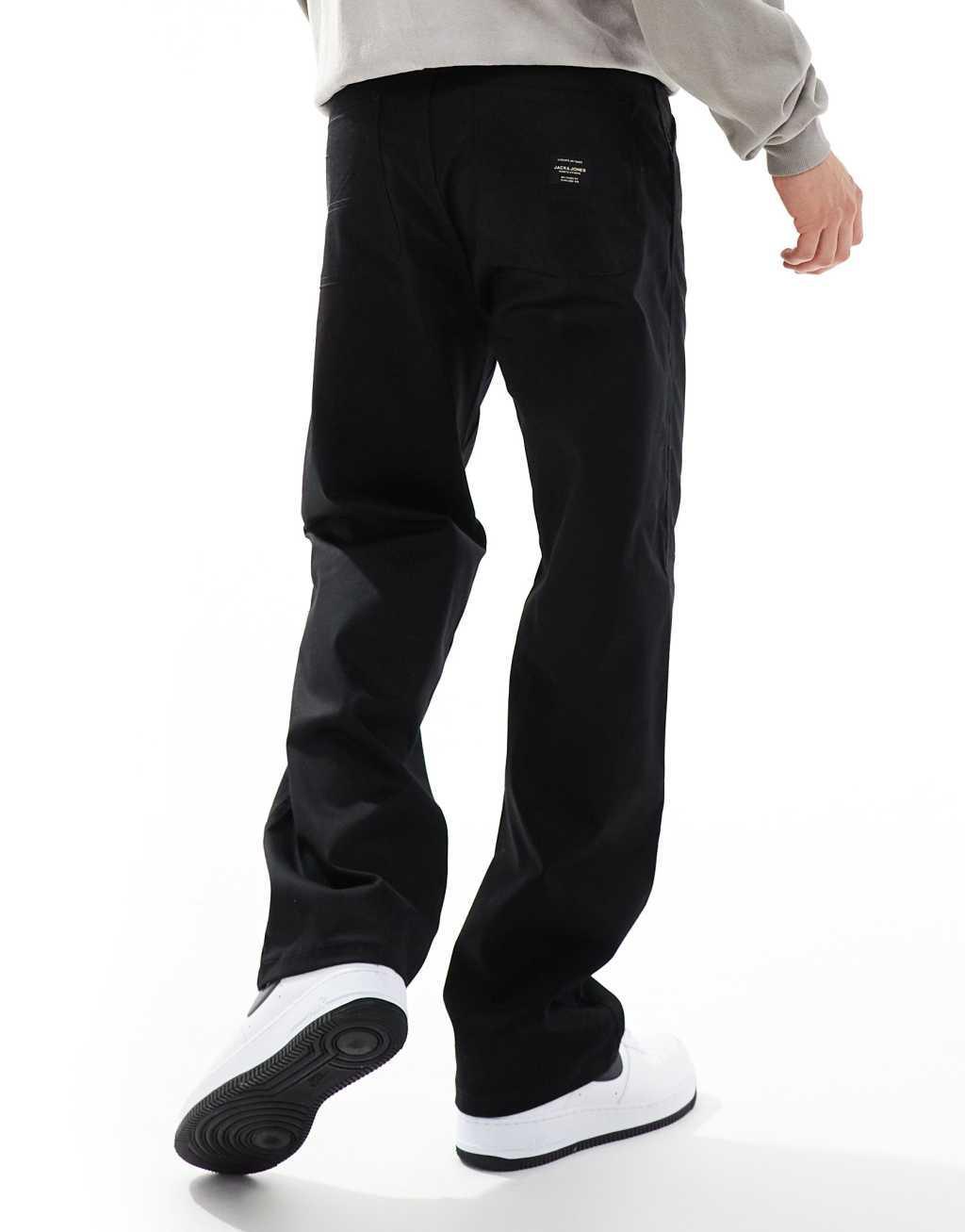 Jack & Jones loose fit workwear chino pants in black  Product Image