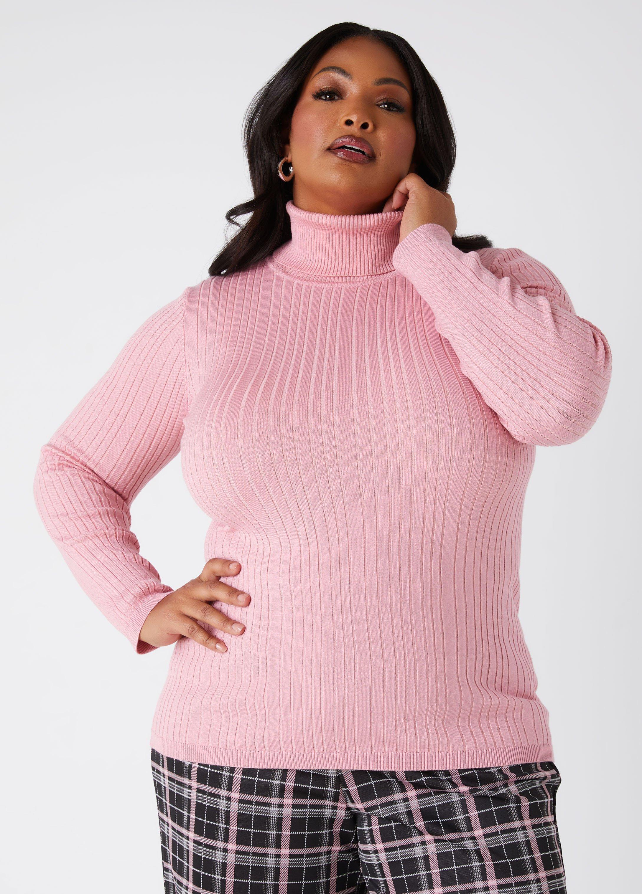 Ribbed Turtleneck Pullover Sweater Product Image