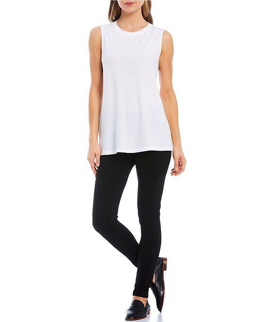 Ali Miles Crepe Luxe Sleeveless Round Neck Tank Product Image