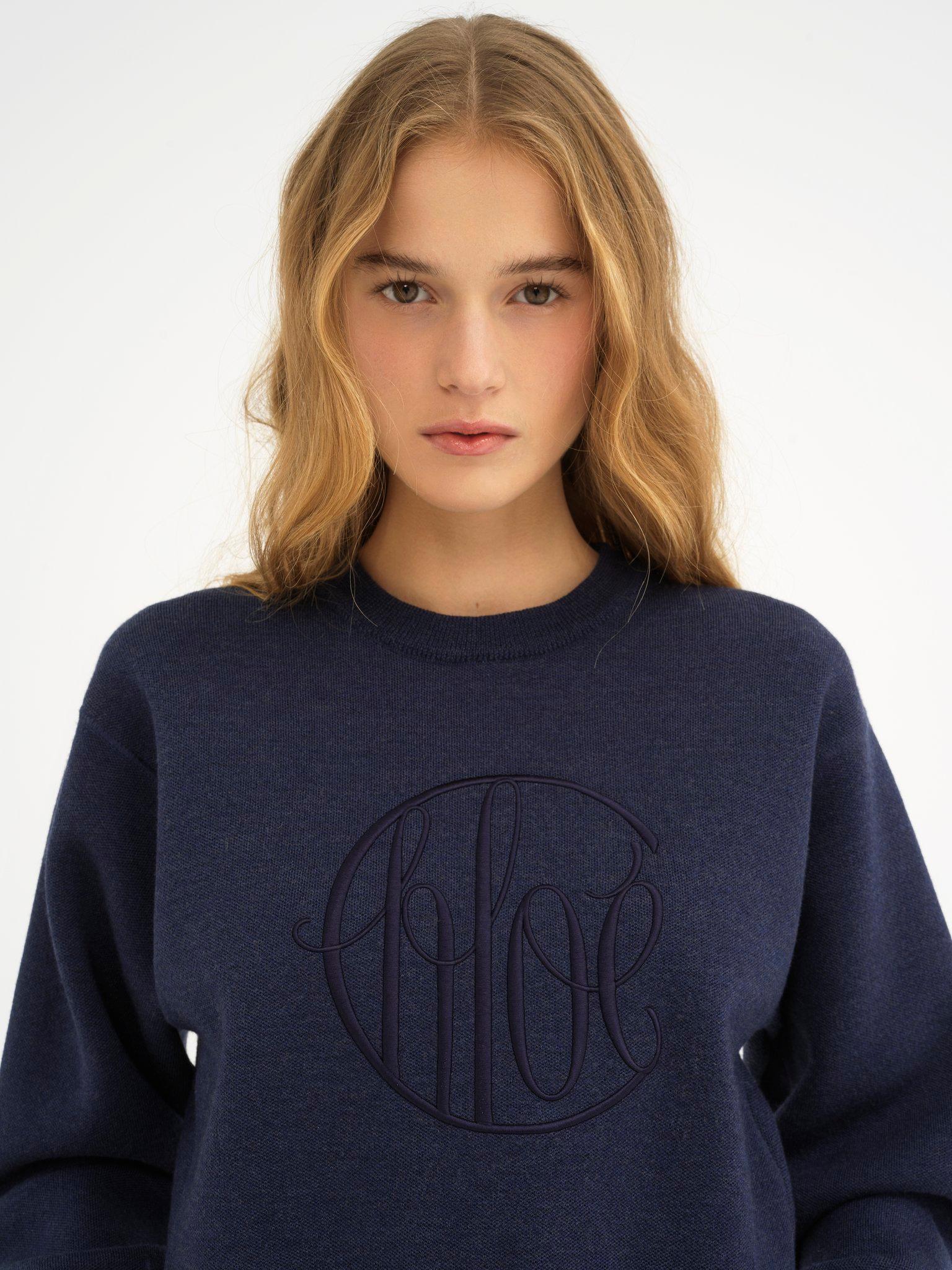 Knitted logo sweater in wool Product Image