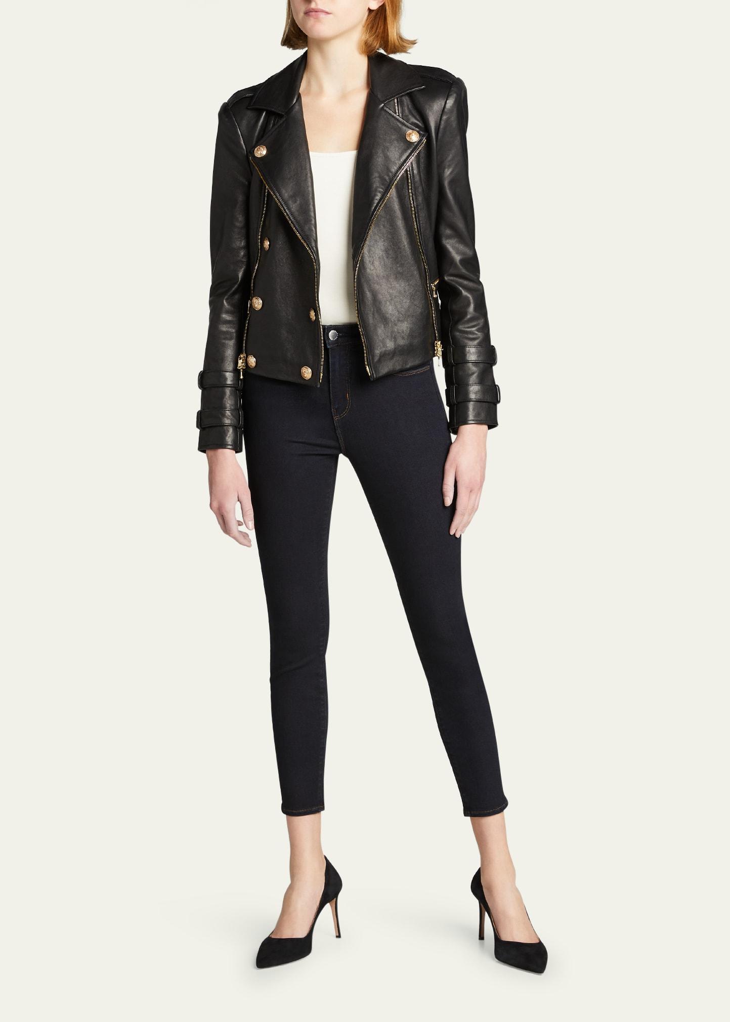 Billie Belted Leather Jacket Product Image