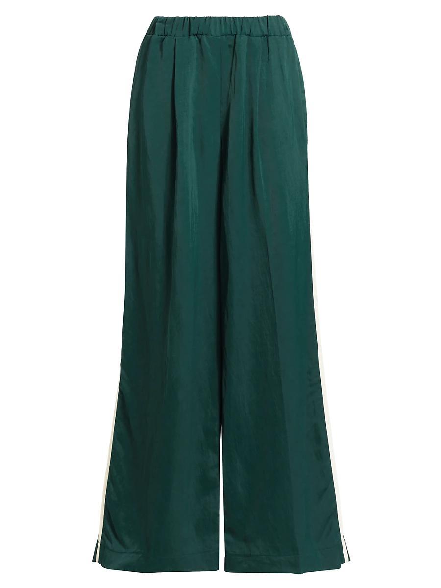 Womens Eva Side-Stripe Linen-Blend Wide-Leg Pants Product Image