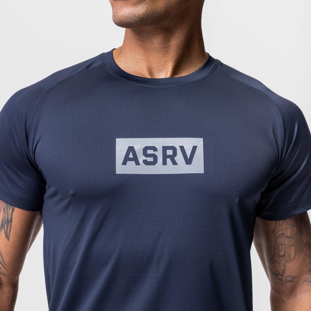 0660. AeroSilver® Established Tee - Navy "Box Logo" Product Image