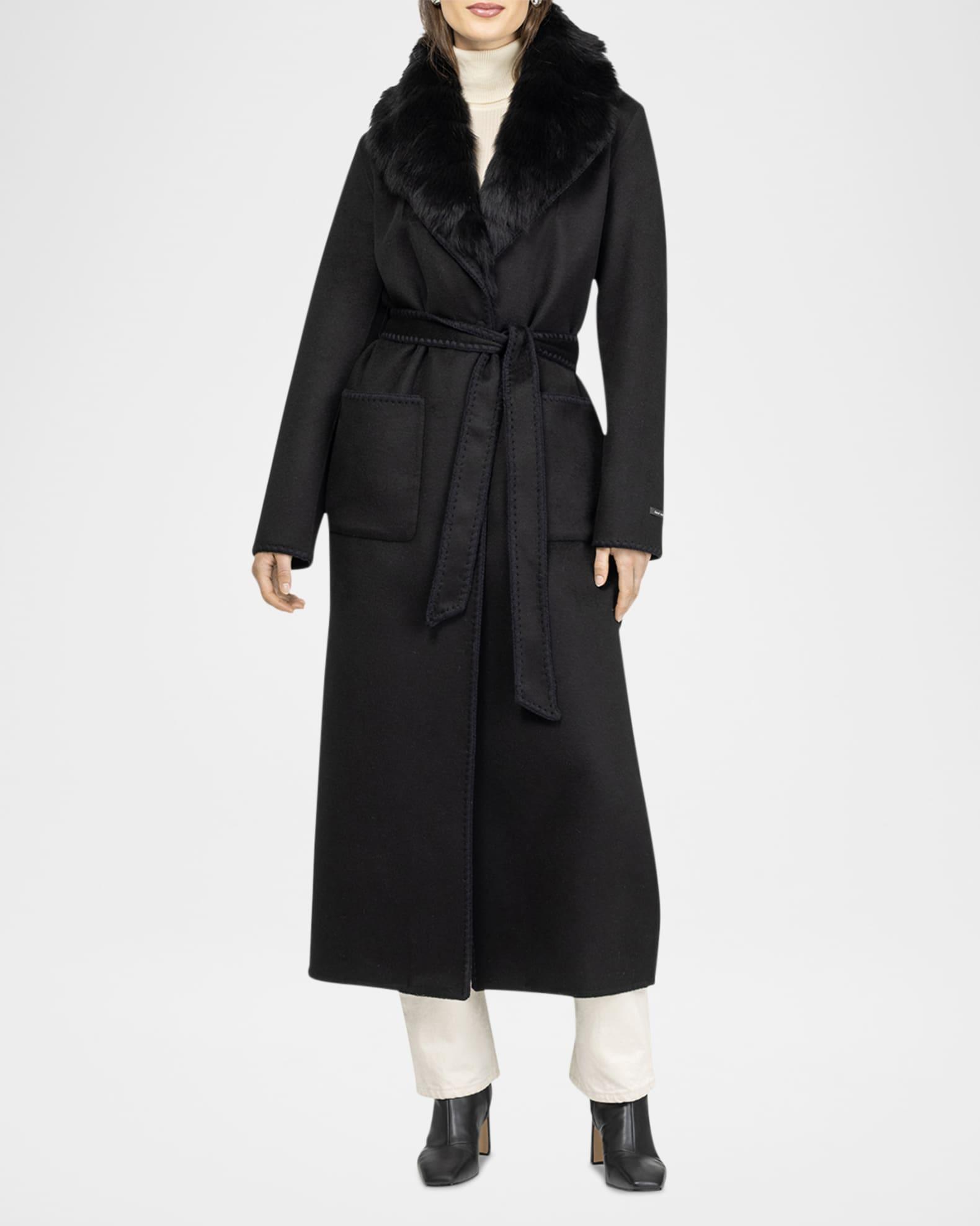 Belted Cashmere-Wool Coat with Detachable Merinillo Lamb Shearling Collar Product Image