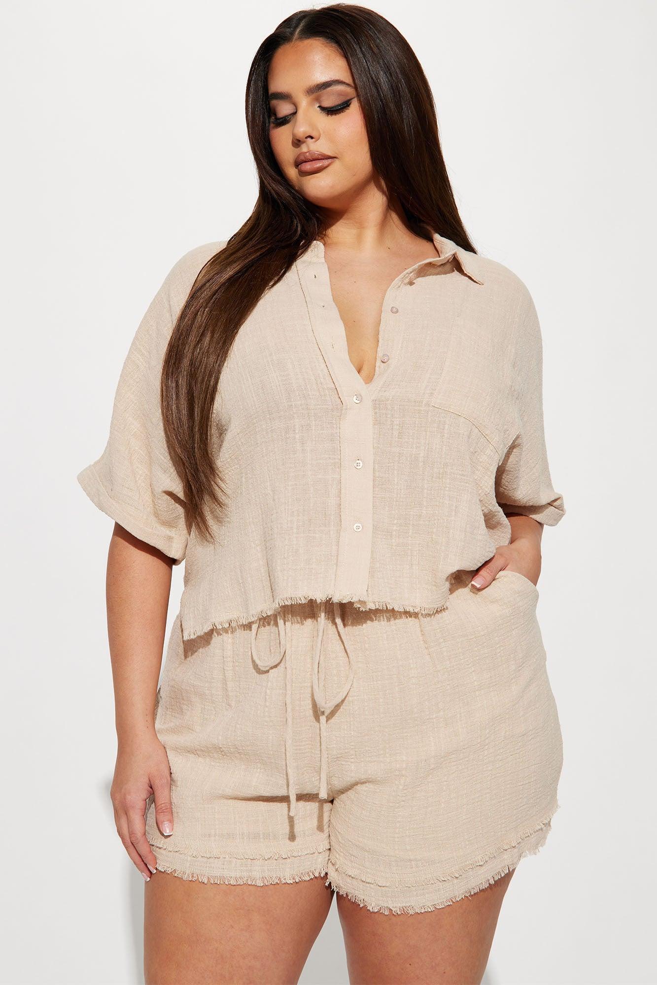 Easy Breezy Linen Short Set - Taupe Product Image
