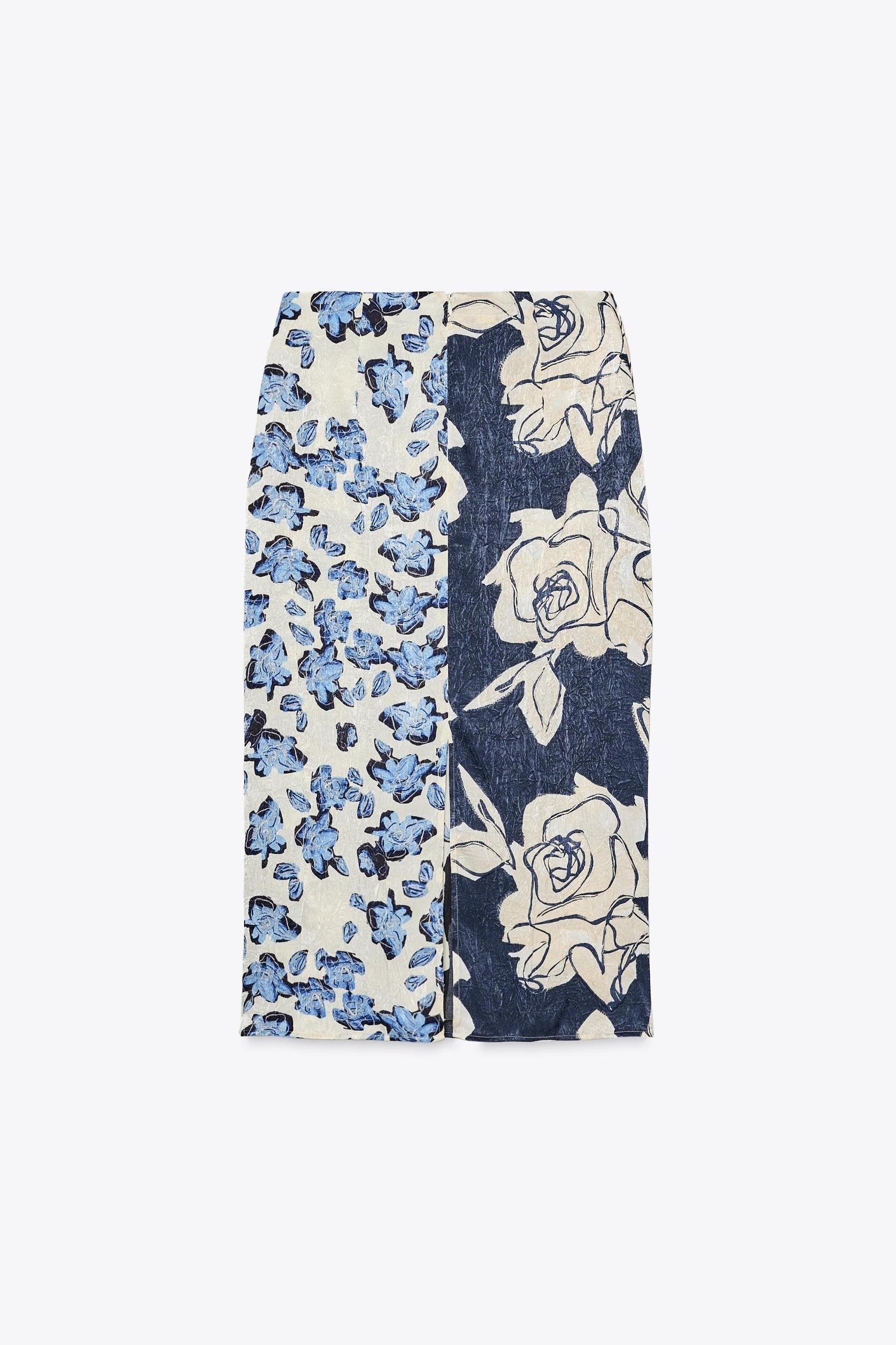 SATIN PRINTED MIDI SKIRT Product Image