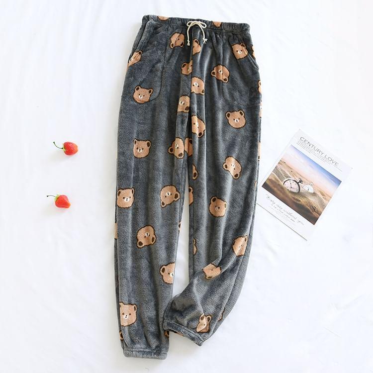 Couple Matching Bear Print Flannel Lounge Pants (Various Designs) Product Image