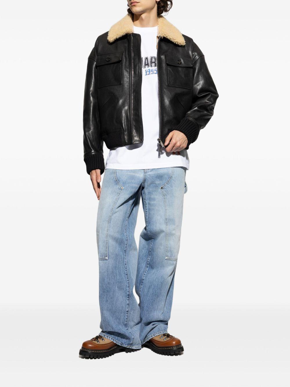 leather bomber jacket Product Image