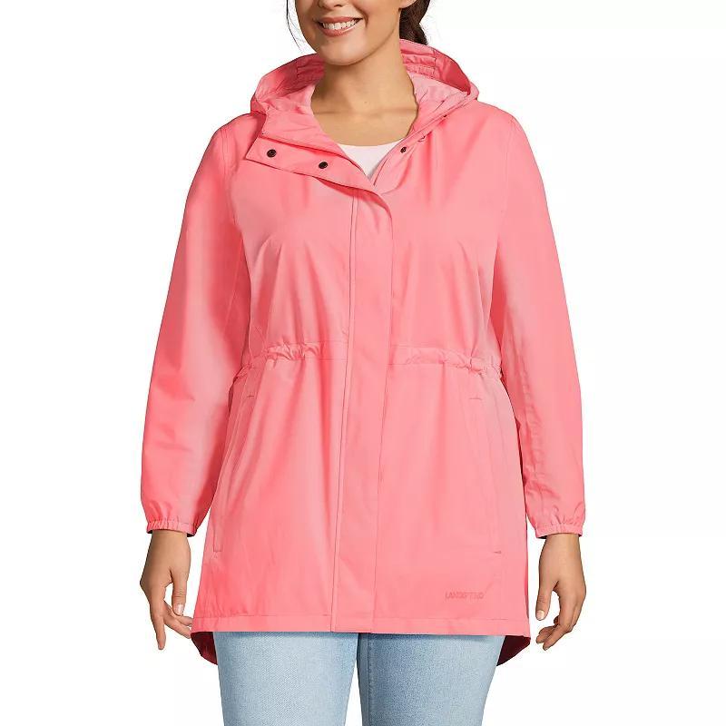 Plus Size Lands' End Hooded Packable Raincoat, Women's, Size: 1XL, White Product Image