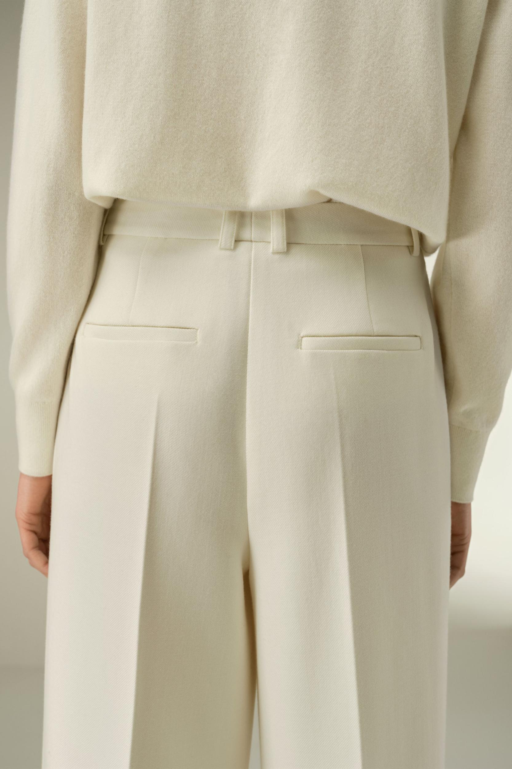 LILYSILK Women's Silk-Wool Tweed Wide-Leg Trousers, Black, Size 16, Wrinkle-Resistant Product Image