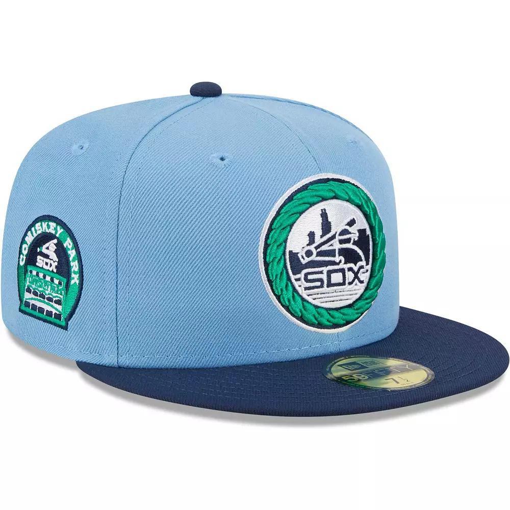 Men's New Era Light Blue/Navy Chicago White Sox Green Undervisor 59FIFTY Fitted Hat,  Product Image