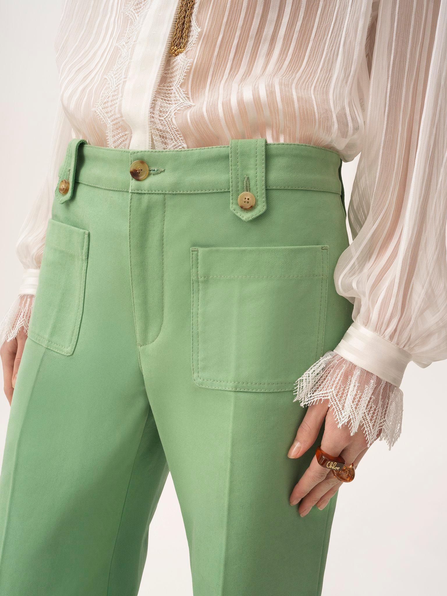 Flared pants in cotton canvas Product Image