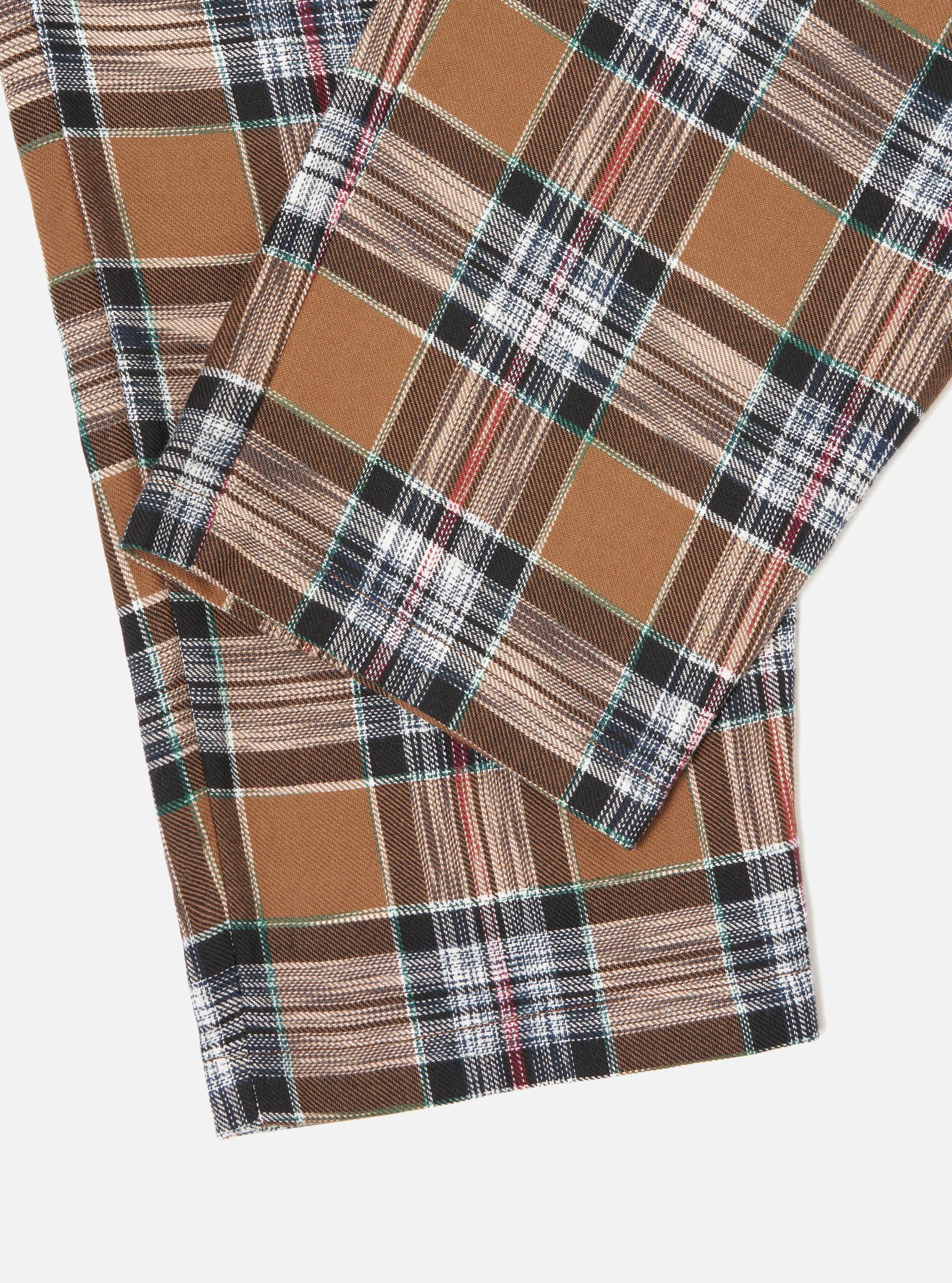Universal Works Long Pyjama Set in Brown Ikat Twill Check Product Image