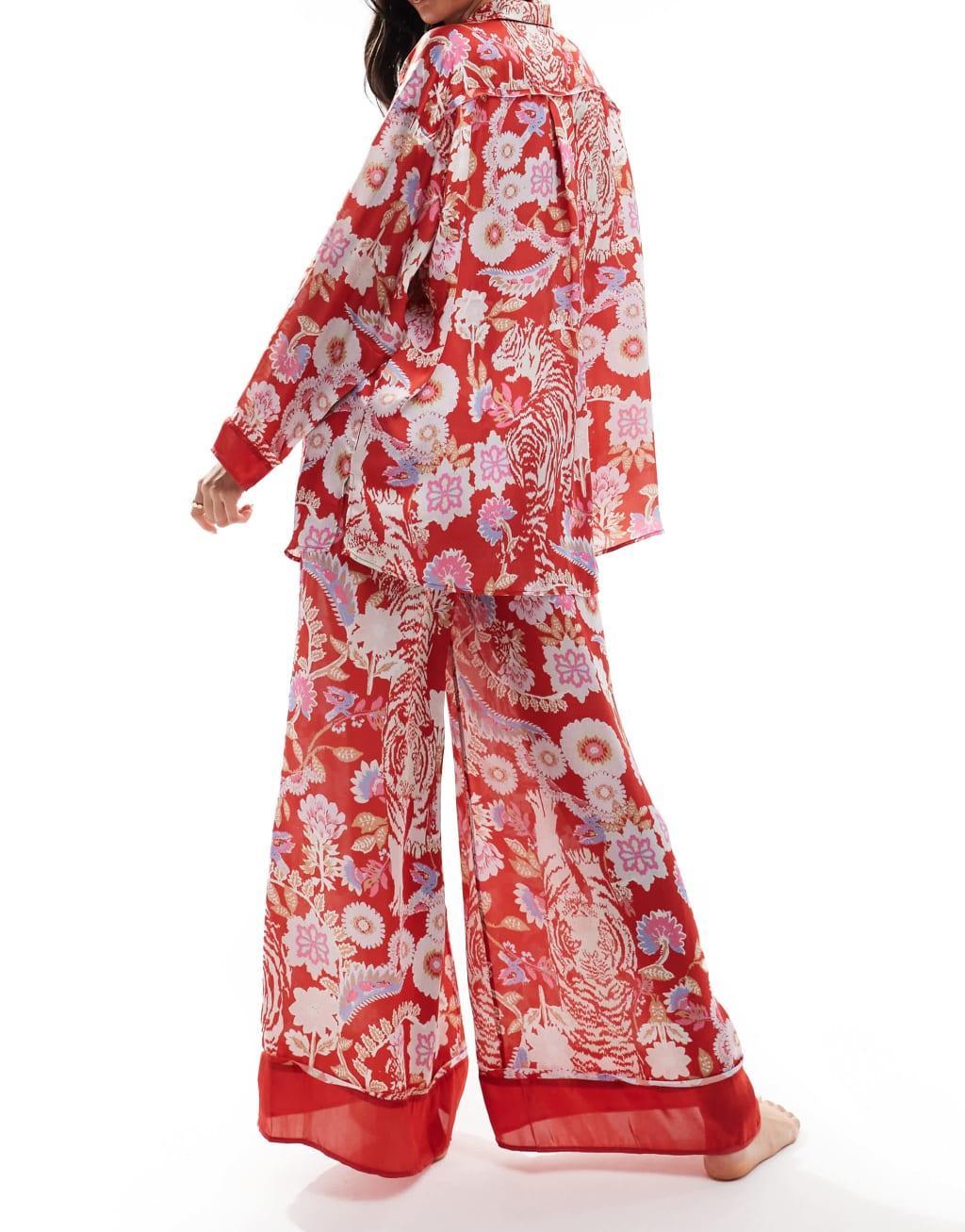 Free People dreamy days printed pajama set in red multi Product Image