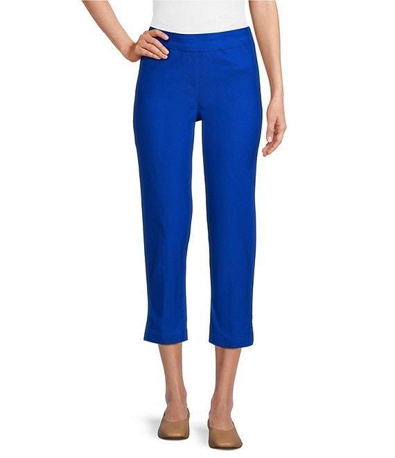 Multiples Solid Straight Ladder Hem Pull-On Twill Crop Pants Product Image