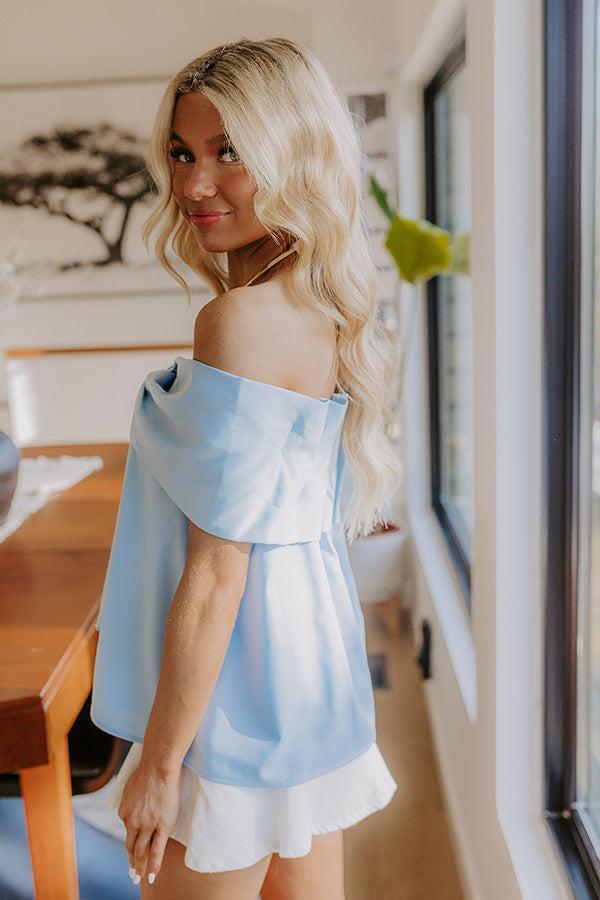 Sweet Statement Off Shoulder Top in Sky Blue Product Image