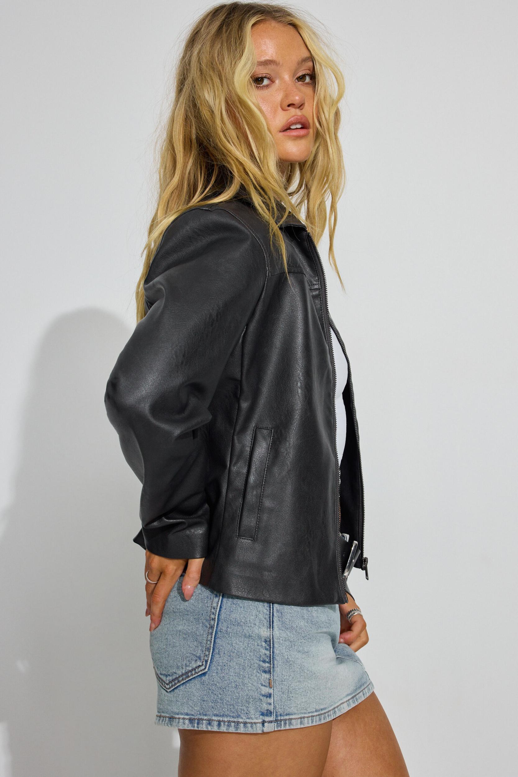 Faux Leather Worker Jacket Product Image
