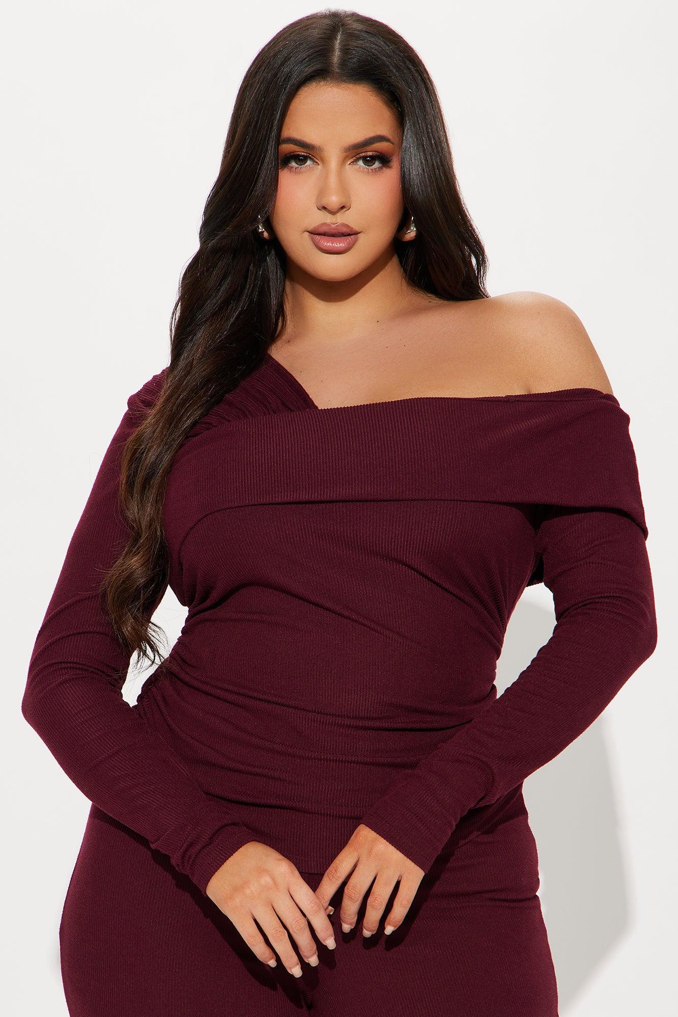 Isla Off Shoulder Pant Set - Burgundy Product Image