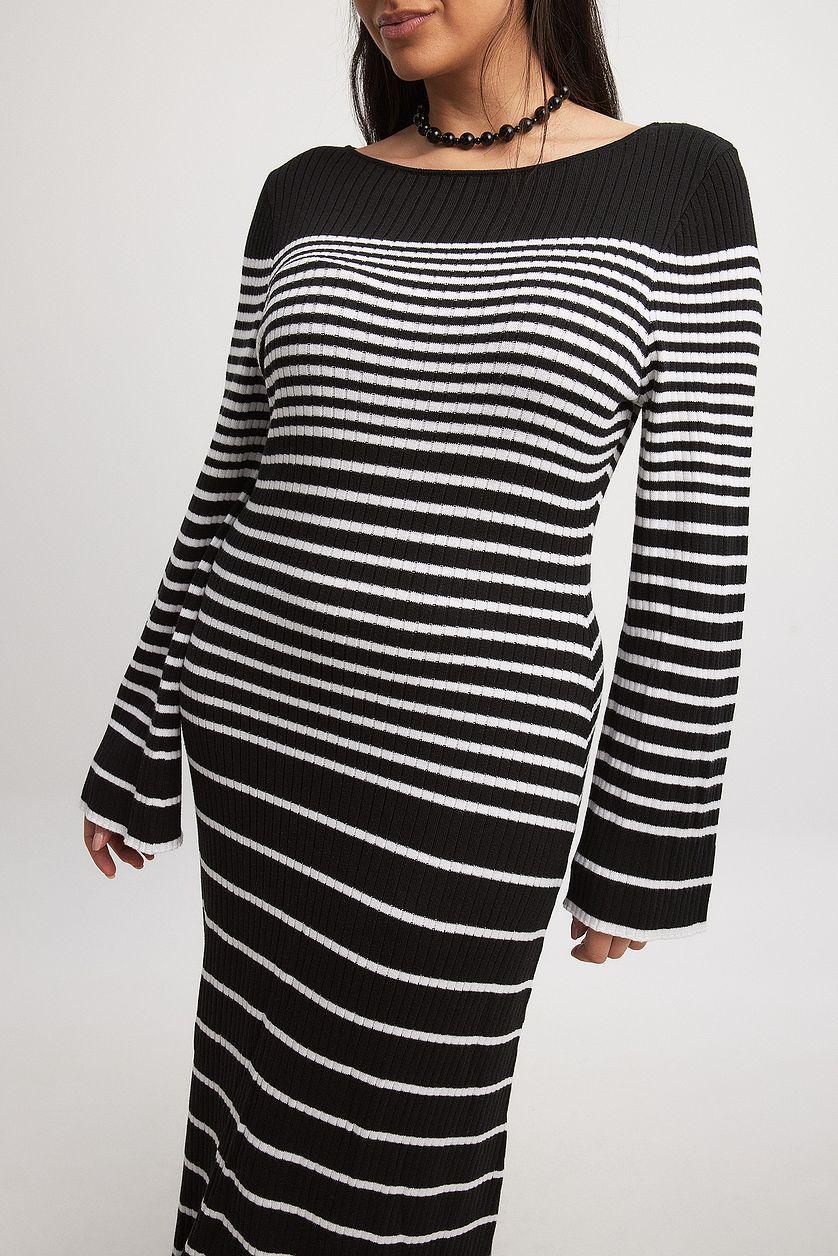 Fine Knitted Striped Midi Dress Product Image