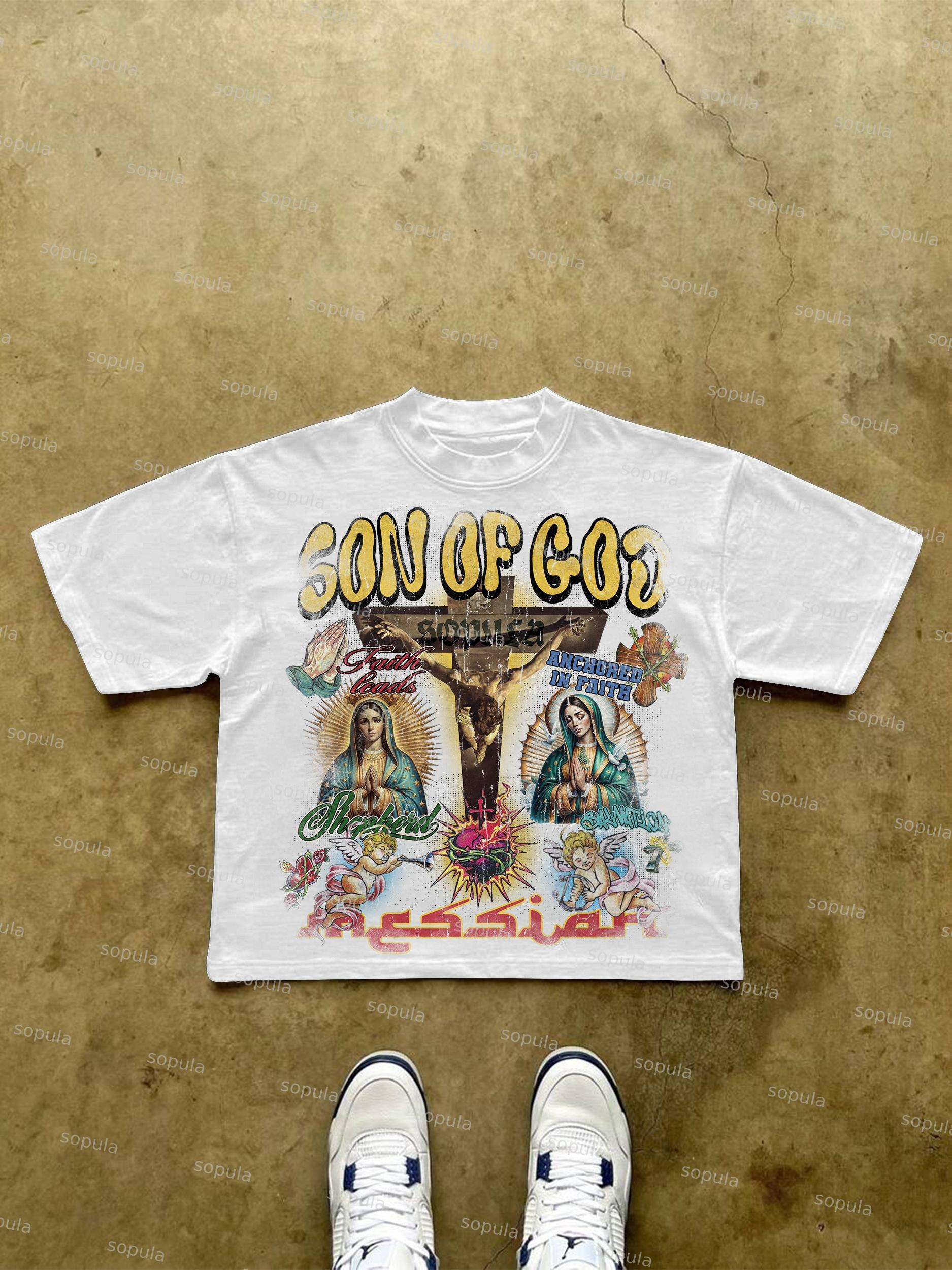 Sopula Son Of God Vintage Collage Graphics Cropped T-Shirts Product Image