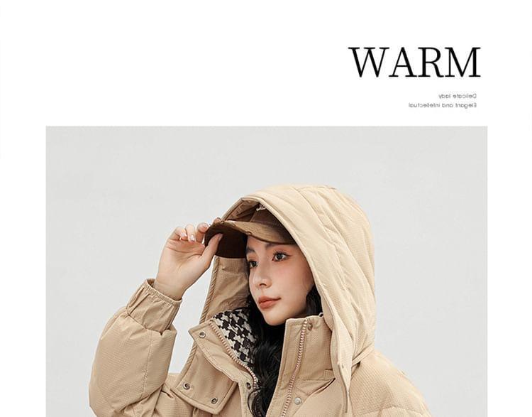 Hooded Zip-Up Long Puffer Coat Product Image