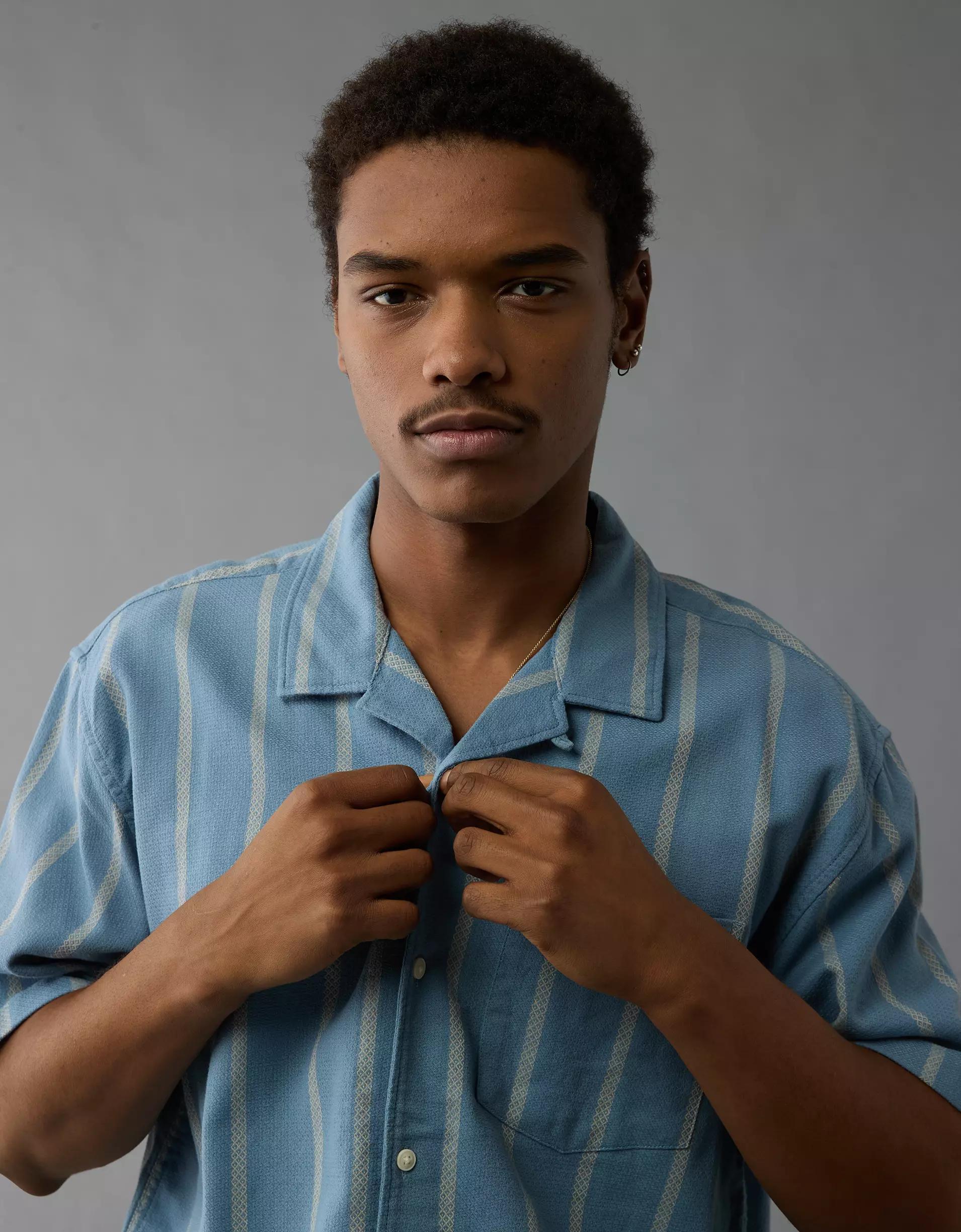 AE Poolside Striped Button-Up Shirt Product Image