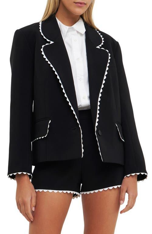 English Factory Rickrack Edge Blazer White) Women's Clothing Product Image