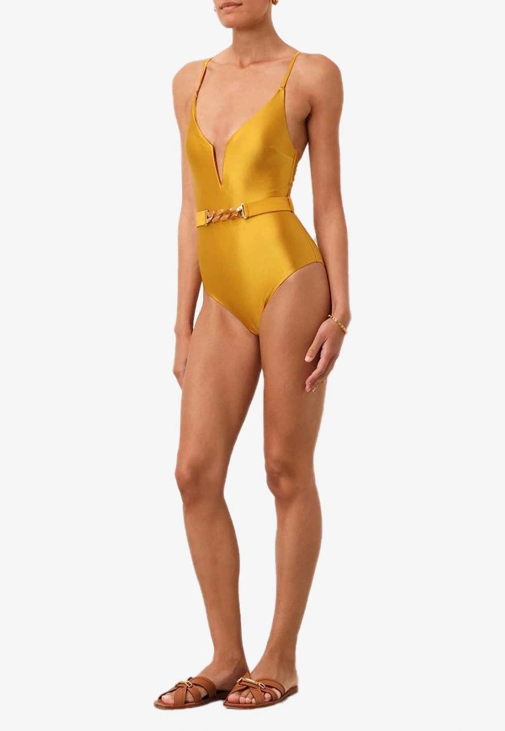 August Belted One-piece Swimsuit In Honey Product Image