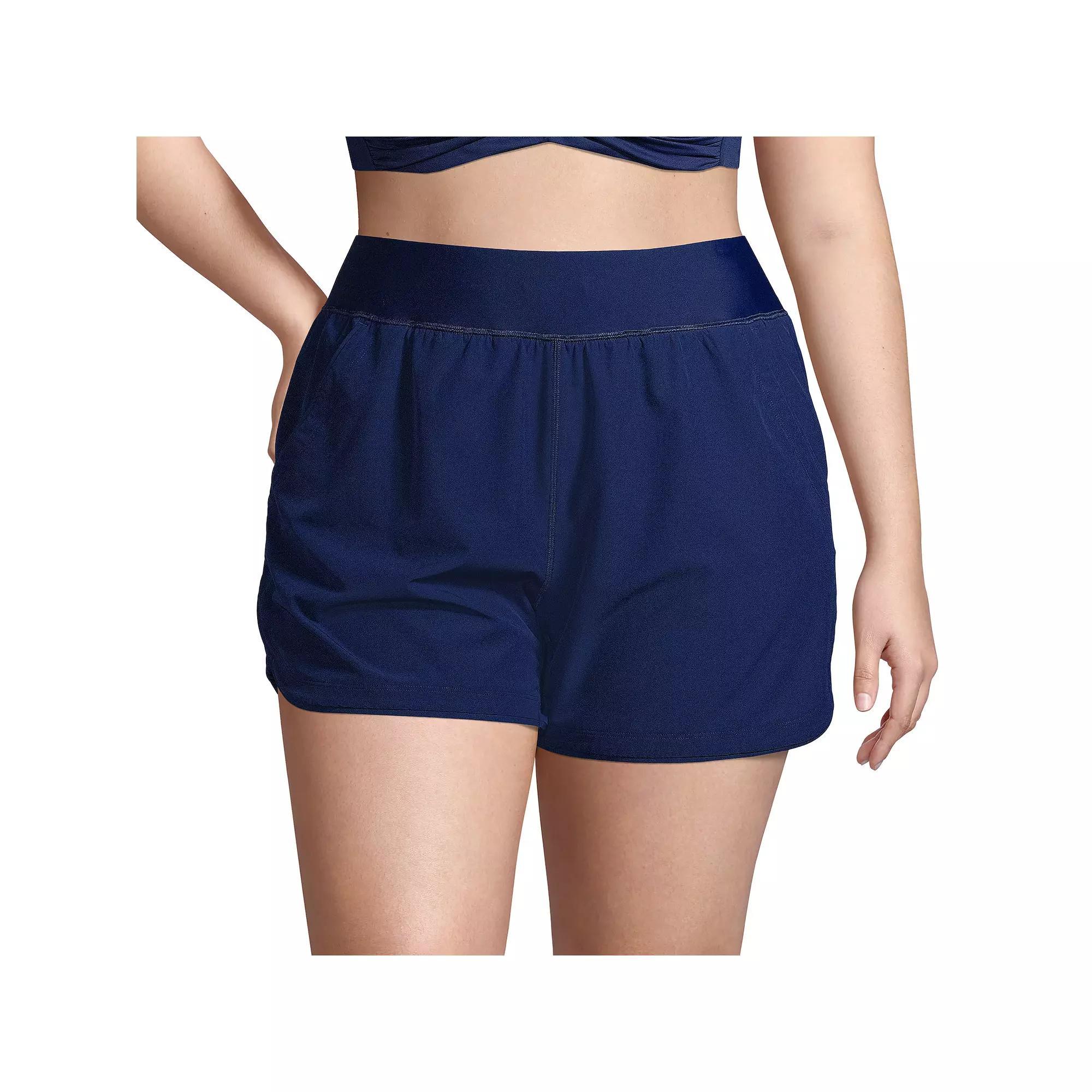 Plus Size Lands' End 5" Quick Dry Swim Shorts With Panty, Women's, Size: 22 W, Deep  Blue Product Image