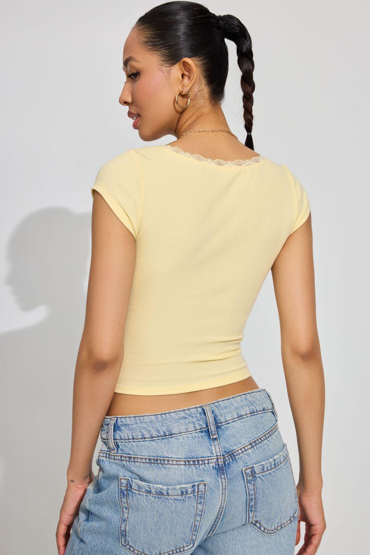 Myla Scoop Neck Lace Trim Rib Tee Product Image