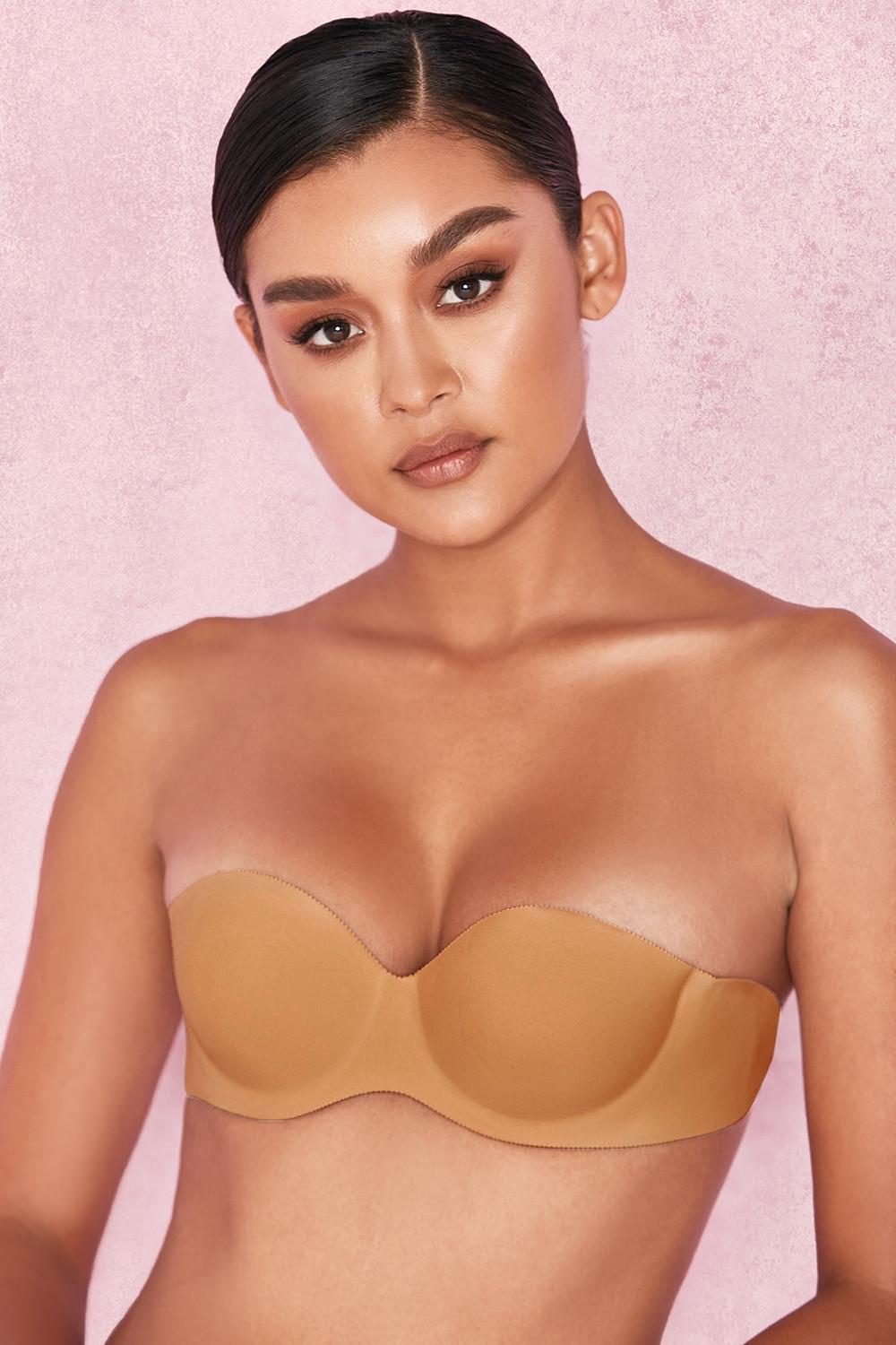 Strapless Backless Moulded Sticky Bra - Caramel Product Image